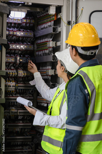 Slika na platnu teamwork in industrial maintenance, workplace safety, and modern energy technolo