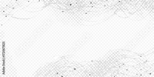 Abstract white background with delicate gray organic lines and dots forming a network pattern