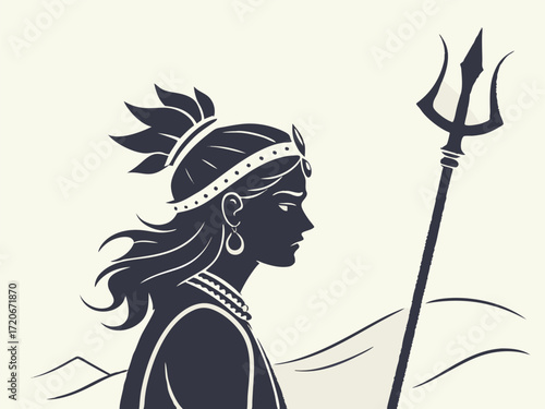 Durga Puja 2025 Vector Art – Maa Durga Face with Decorative Style