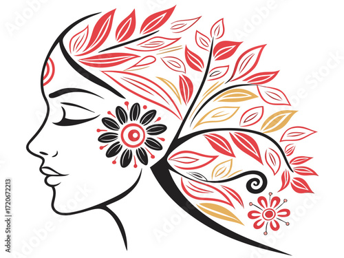 Creative Floral Durga Face Illustration – Durga Puja 2025 Vector