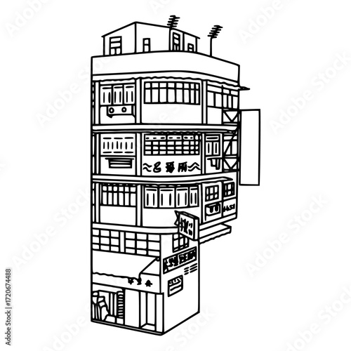 vintage urban housing sketch