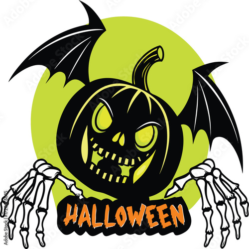 jack o lantern Creepy Bat Pumpkin