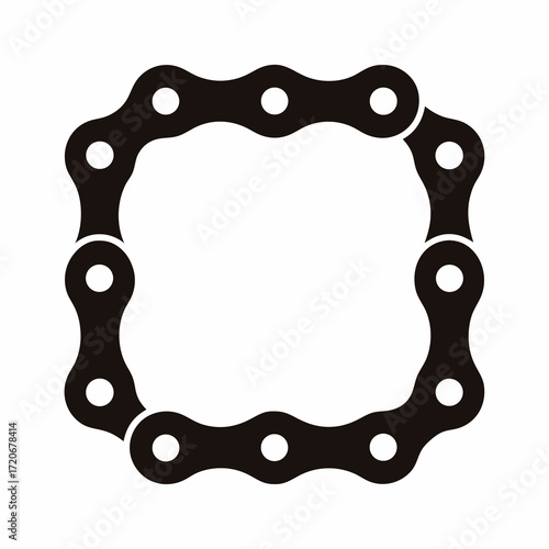 Black and white bicycle chain in a square shape illustration