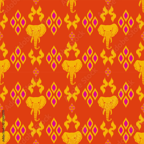 popular elephant pattern in asian style this elephant graphic is fashionable in thailand india and south east asia and this elephant and baby elephant can be for textile industry and any package 