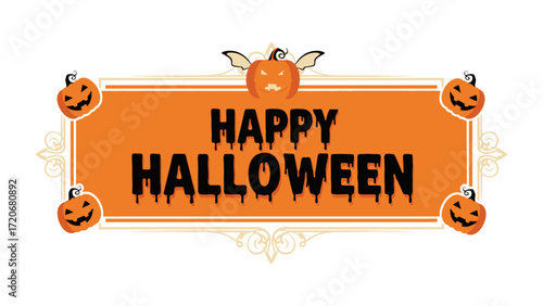 Halloween Celebration: A festive Halloween banner adorned with pumpkin elements, perfect for capturing the spirit of the holiday and add a touch of spooky enchantment