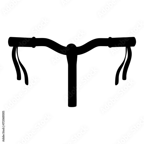 Silhouette of bicycle drop handlebars with brake levers isolated on white