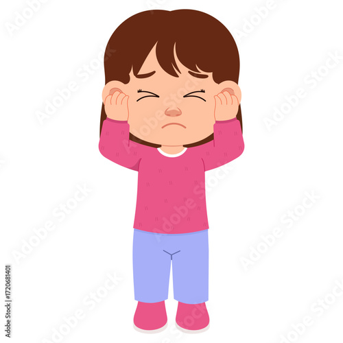 Illustration of Girl Covering Ears With Hands