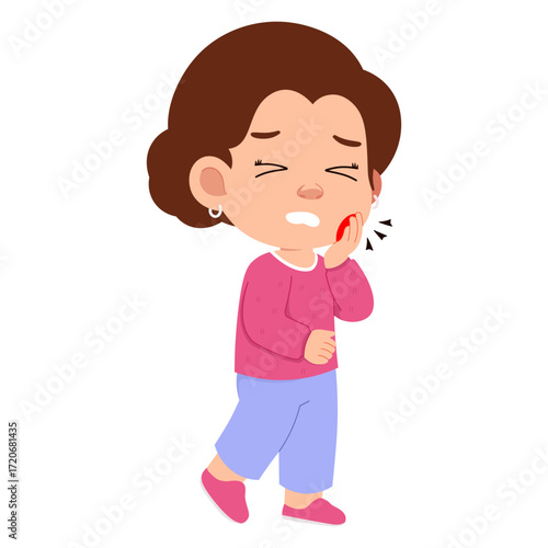 Cartoon Woman with Toothache
