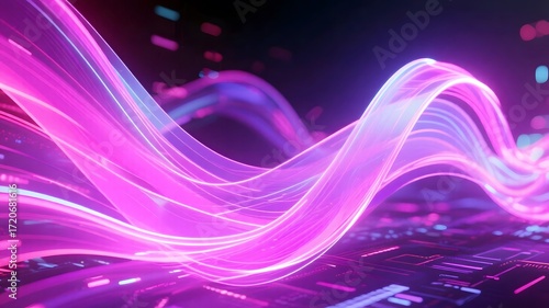 Dynamic magenta-purple ribbons representing data flow—vibrant background for digital marketing and app UIs.