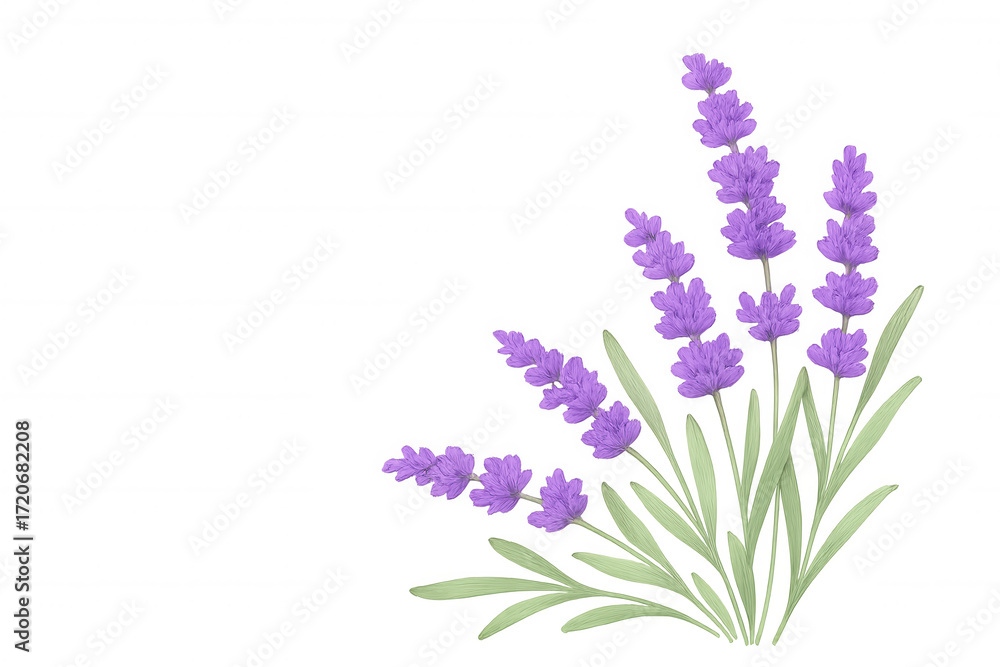 Obraz premium Lavender flowers illustrating botanical garden plant, drawing purple aroma and herbal beauty with transparent background