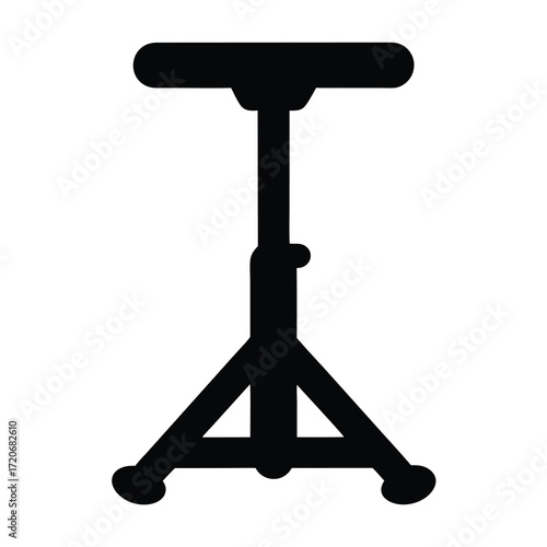 A black silhouette of an adjustable height stand against white background