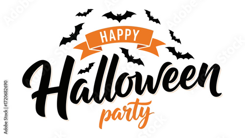 Halloween Party Invitation: An artistic Halloween party invitation with a bat-themed banner, conveying a sense of mystery, fun, and celebration.