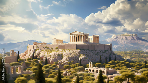 Athens Greece View of the Acropolis in Athens with class