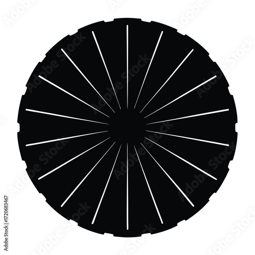Black and White Radial Pattern with Spokes Emanating from the Center
