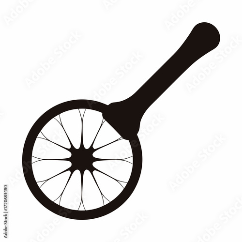 Stylized depiction of a magnifying glass with a radial pattern lens