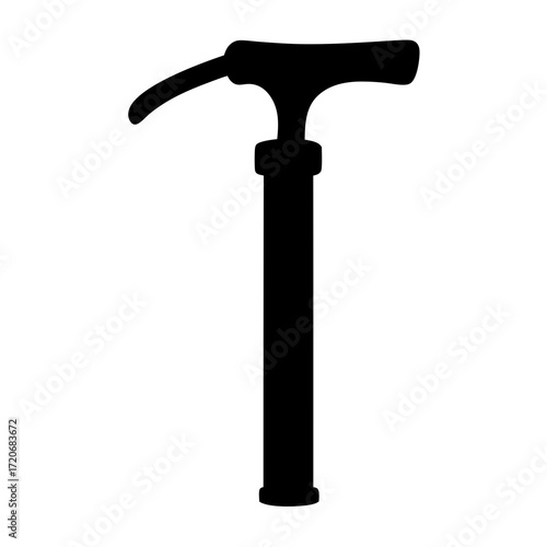 Simple black silhouette of a walking cane with a curved handle