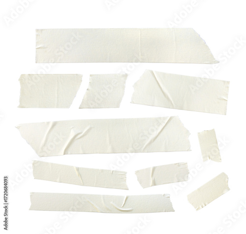 old masking crepe paper tape materials set used for graphic design banner retro vintage style isolated on transparent background or png file.