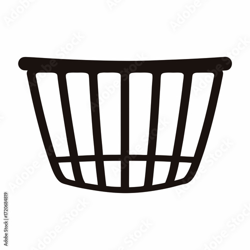 Black silhouette of a simple basket structure with vertical and horizontal lines