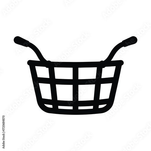 Simple line drawing of a stylized shopping basket with handles