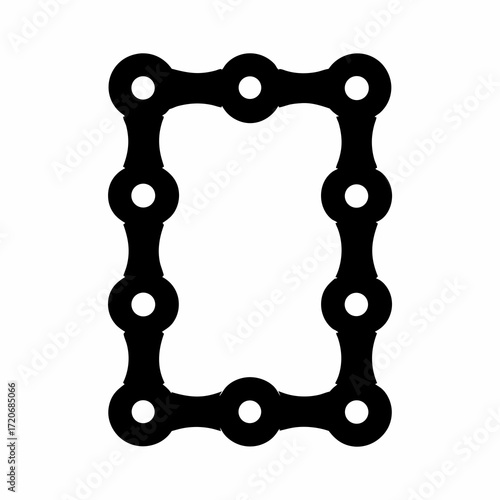 Rectangular shape formed with bicycle chain links on white background art