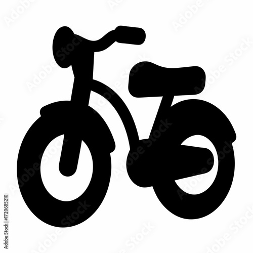 Stylized black bicycle silhouette on white background representing carefree transportation and fitness