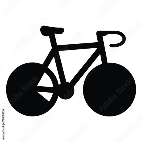 Silhouette of a road bicycle with curved handlebars in simple design