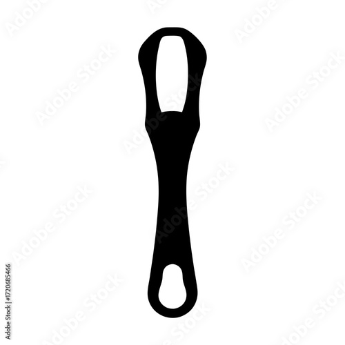 Silhouette image depicting a tongue scraper oral hygiene tool on a white background