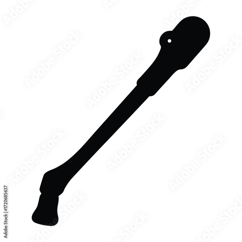Black silhouette of an ancient wooden club isolated on white background