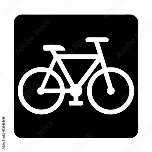 Bicycle Lane Sign in Black Square with Rounded Corners Depicts Cyclists