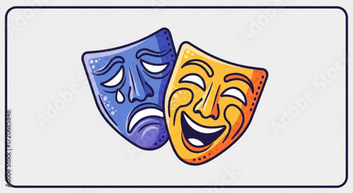 Comedy and tragedy theater masks vector illustration for performing arts and drama show representation