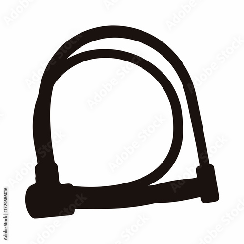 Black silhouette of a U shaped bicycle lock, safety and security measures