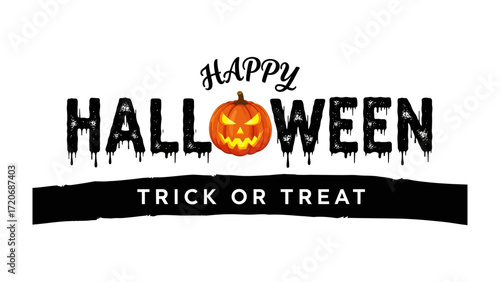 Happy Halloween Celebration: A graphic illustration depicts the spooky delight of Halloween, featuring a grinning jack-o'-lantern and the words Happy Halloween alongside Trick or Treat.