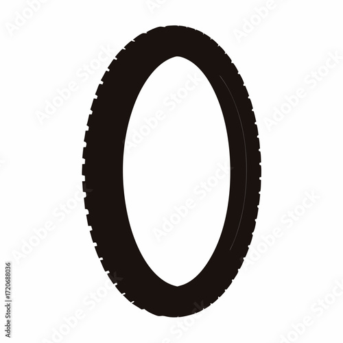 Black tire silhouette circular icon
Black tire silhouette isolated on white background, representing automotive, transport, wheel, rubber, and vehicle maintenance concept.
