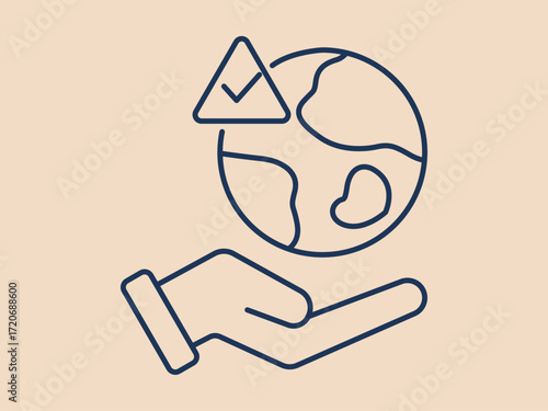 Earth global icon. Social issues problems icon. Simple vector illustration in modern thin line style. Vector illustration.
