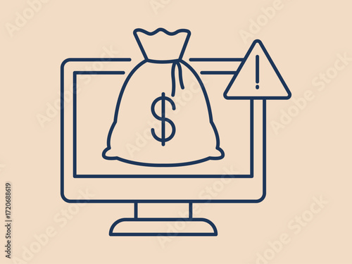 Economy scam icon. Social issues problems icon. Simple vector illustration in modern thin line style. Vector illustration.