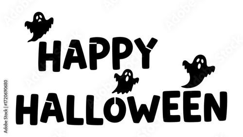 Spooky Greetings: A fun greeting with the words HAPPY HALLOWEEN playfully arranged with some spooky ghost shapes.