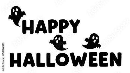 Happy Halloween Greeting: A graphic display showcasing a festive greeting with whimsical ghost designs and the bold proclamation of Happy Halloween that set the stage for spooky season.