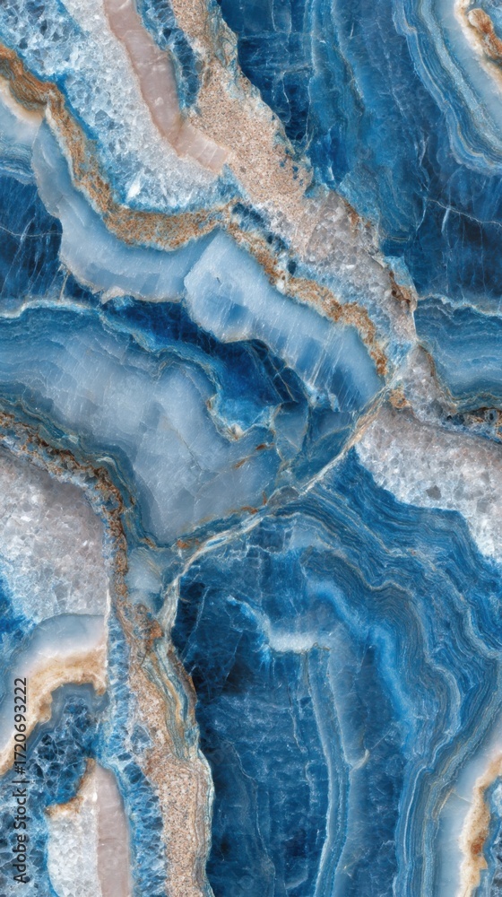 Obraz premium Seamless texture of blue agate mineral formations with deep azure hues and lighter sky-blue tones,