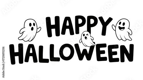 Happy Halloween Message: Capturing the fun-loving essence of the spooky season, a charming Halloween message springs to life with playful ghosts, embodying the playful spirit of the holiday.