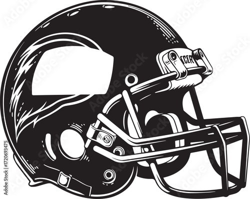 Football Helmet Silhouette: A bold black and white image of a football helmet, evoking the spirit of sport and competition.