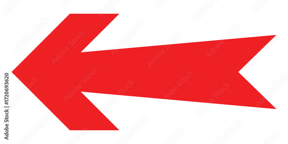 Fototapeta premium Long arrow. red arrow pointing left side. red large horizontal arrow pointing left. Bold thine horizontal long arrow. Red arrow Vector illustration. eps 10