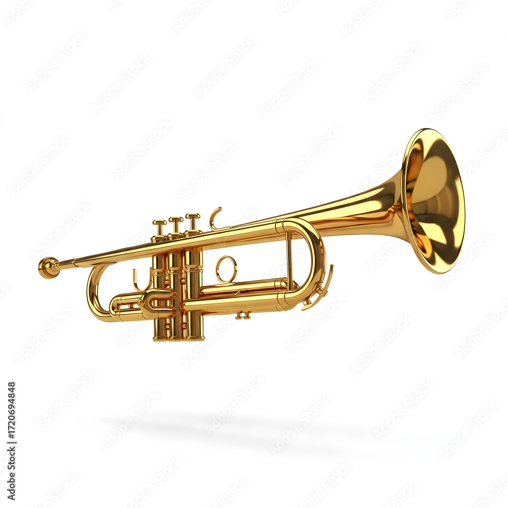 Fototapeta premium Golden Trumpet Musical Instrument Isolated.