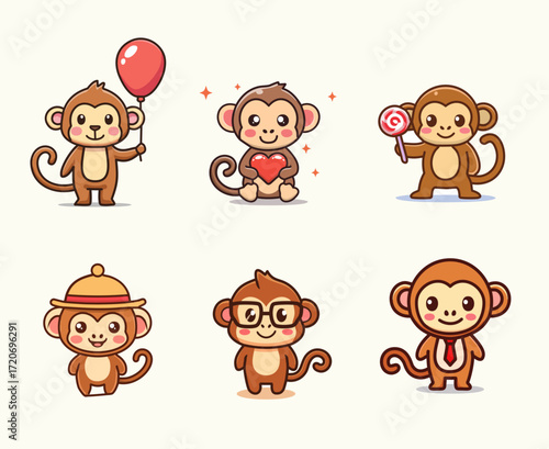 cute-monkey-cartoon-vector-set-6-characters