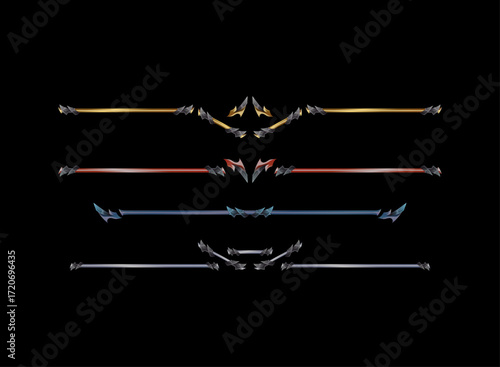 Fantasy RPG Border Divider UI Pack – Gold, Red, Blue, Silver Ornamental Frames for Game HUD, Clan Panels, Quest Popups, Trading Card Layouts, Esports Overlays, Level Frames, and Menu Design Assets