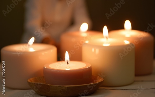 Wallpaper Mural Candle massage at spa. High quality Torontodigital.ca