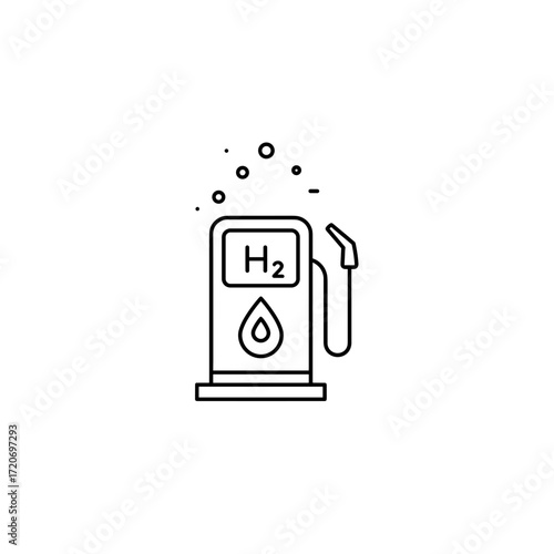 Hydrogen fuel pump icon with water droplet and gas nozzle  