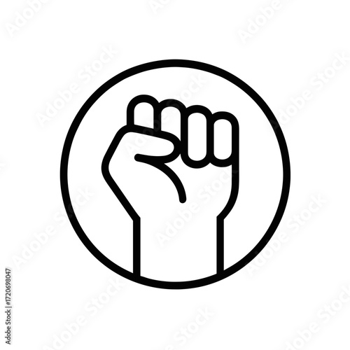 Raised fist symbol in circular outline for social activism  