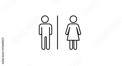 Icons representing male and female restrooms in minimalist style  