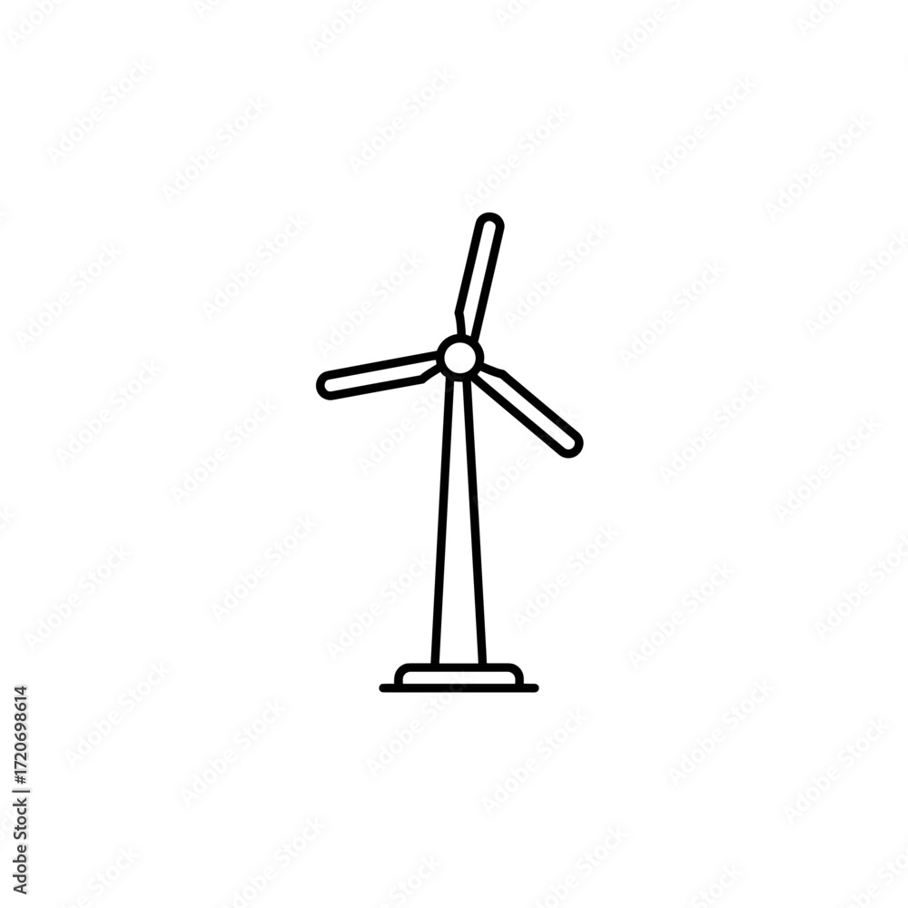 Obraz premium Wind turbine outline design on a minimalistic background 