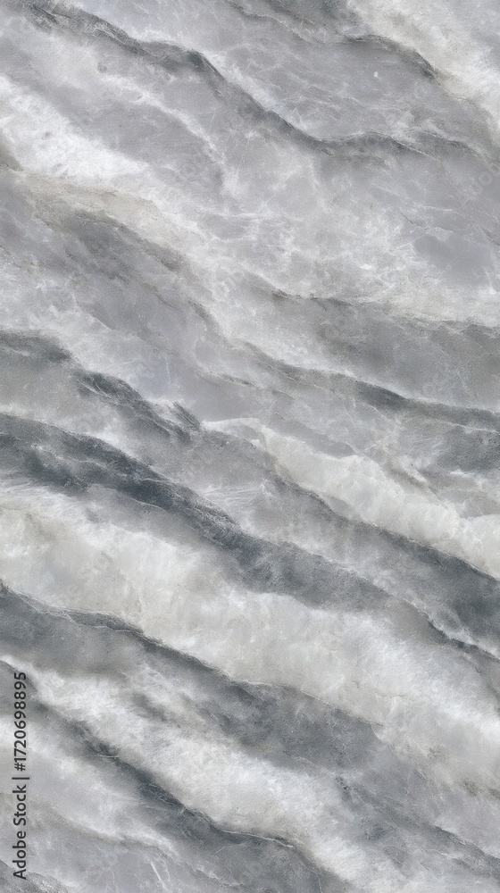 Fototapeta premium Elegant seamless marble tile pattern with white, light gray, and dark gray swirls and veins,